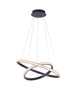 Crystal Double-Ring LED Pendant - Dimmable