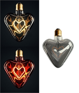E27 LED Filament Heart Shaped Lamp - Red or Smoky Grey