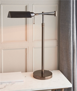 Patinated Brass Hand-Made Reading Table Lamp - Adjustable