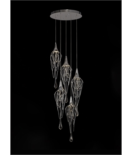 Henri Pendant Round, 5 x GU10, Polished Chrome