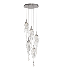 Henri Pendant Round, 5 x GU10, Polished Chrome