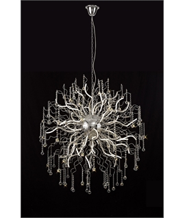 Henton Dimmable Pendant, 40 x 3.4W LED, 3000K, 10500lm, Polished Chrome, 3yrs Warranty Item Weight: 21.5kg