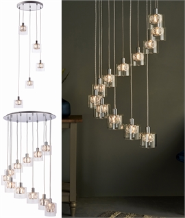 Stunning Glass and Crystal Cluster Pendant Light - 2 Sizes
