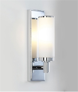 Art Deco Chrome Bathroom Wall Light with Opal Glass – IP44