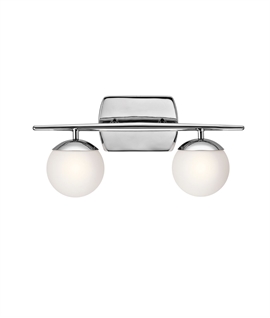 Ceiling Flush Bar Light with Glass Globes - Bathroom Safe