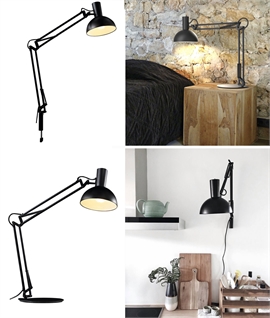 Adjustable Metal Lamp with Clamp, Table and Wall Fixture