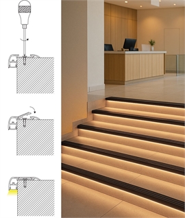 Stair Nosing with Integrated LED Profile – Safe and Durable Step Lighting 
