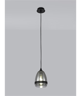 Huub Pendant 15cm Cone, 1 x E27 (Max 20W), Matt Black & Smoke Plated