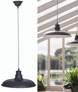 French Style Interior Pendant Light - Wide Shade in Satin Black