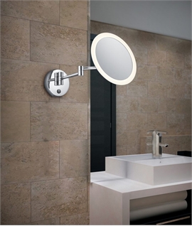 Extending Arm LED Illuminated Round Vanity Mirror - IP44