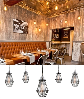 Black Cluster Industrial 5 Light Cage Pendant