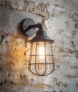 Exterior Nautical Inspired Industrial Caged Wall Light