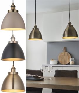 Industrial Small Pendant Light with Dome Shade