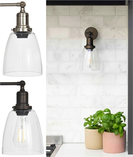 Industrial Clear Glass Adjustable Wall Light