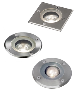 Recessed Groundlight for Mains GU10 Lamps - Stainless Steel