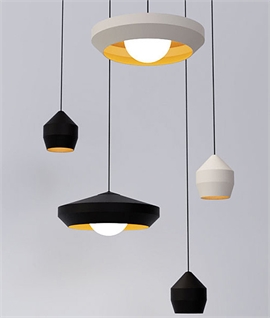 Hoxton Pendant - Black or White with Gold Interior 