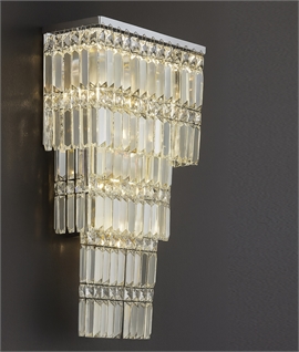 Cascade Wall Sconce - Rectangular & Square Crystal Drops - Tiered Crystal Wall Light - Height 53cm