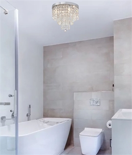 Chrome & Cascading Crystal Droplet Ceiling Light IP44 Rated