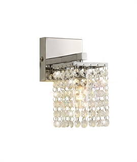 Chrome & Crystal Wall Light - IP44 Rated for Bathrooms