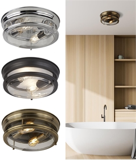 Flush Round & Clear Glass IP44 Bathroom Ceiling Light