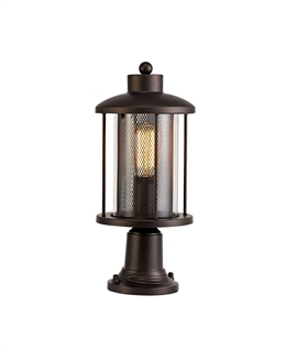 Bronze and Clear Glass Pedestal Light - IP54 Rated