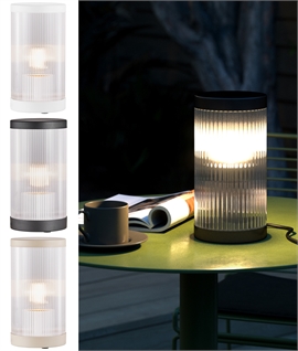 Ribbed Glass Modern Outdoor Table Light