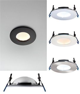 Super Low Profile Low-Glare LED Downlight - Fire-Rated, Dimmable & IP65 - White, Black, Chrome or Nickel Super Low Profile Low-Glare LED Downlight - Fire-Rated, Dimmable & IP65 - White, Black, Chrome or Nickel