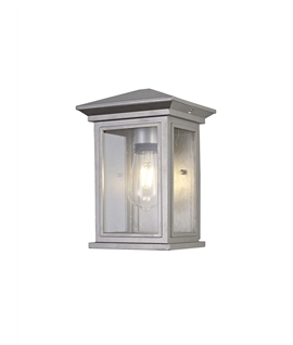 Jacques Flush Wall Lamp, 1 x E27, IP54, Silver Grey-Clear Seeded Glass, 2yrs Warranty