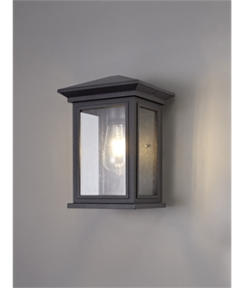 Jacques Flush Wall Lamp, 1 x E27, IP54, Anthracite-Clear Seeded Glass, 2yrs Warranty