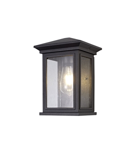 Jacques Flush Wall Lamp, 1 x E27, IP54, Anthracite-Clear Seeded Glass, 2yrs Warranty
