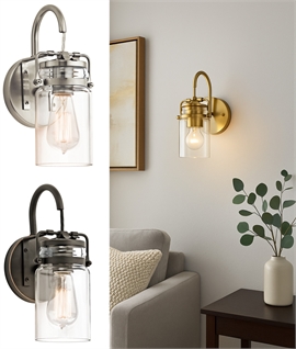 Vintage Jam-Jar Style Wall Light - 3 Finishes