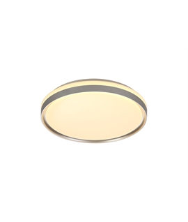 Jarno Ceiling 39cm, 1 x 24W LED, 3 Step-Dimmable, 3000K, 1000lm, IP44, Silver-White Acrylic, 3yrs Warranty