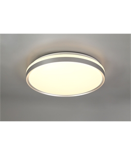 Jarno Ceiling 48cm, 1 x 36W LED 3 Step-Dimmable, 3000K, 1575lm, IP44, Silver-White Acrylic, 3yrs Warranty