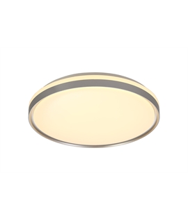 Jarno Ceiling 48cm, 1 x 36W LED 3 Step-Dimmable, 3000K, 1575lm, IP44, Silver-White Acrylic, 3yrs Warranty