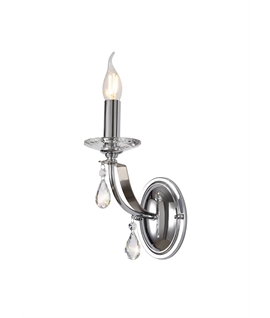 Jody Wall Lamp 1 Light E14, Polished Chrome-Satin Nickel-Clear Crystal