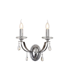 Jody Wall Lamp 2 Light E14, Polished Chrome-Satin Nickel-Clear Crystal