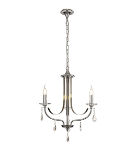 Jody Pendant 3 Light E14 Polished Chrome-Satin Nickel-Clear Crystal