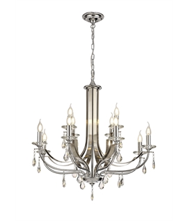 Jody Pendant 12 Light E14 Polished Chrome-Satin Nickel-Clear Crystal