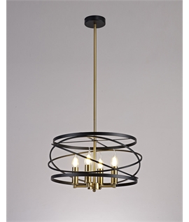 Lance Pendant-Semi Flush, 4 x E14, Black-Satin Gold
