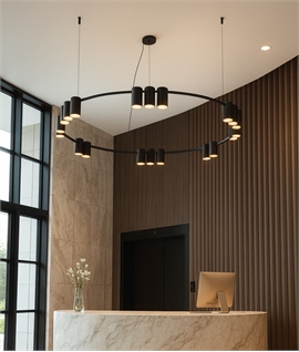 Black 1000mm Extra Large Ring Pendant Light - 15 GU10 Downlights