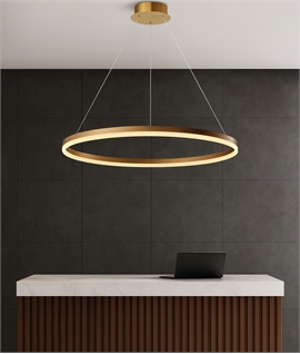 Edge Lit LED Ring Pendant Dia 800mm - Brass, Black or White