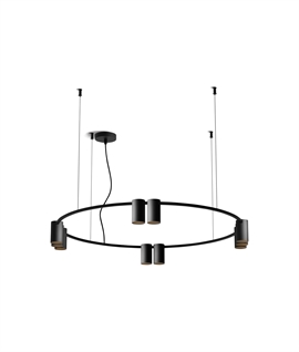 Black 800mm Large Ring Pendant Light with Ten GU10 Downlights
