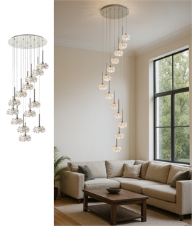 Large Decorative Crystal & Chrome Multiple Flex Ceiling Light Large Decorative Crystal & Chrome Multiple Flex Ceiling Light