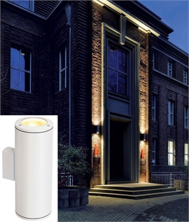 Exterior White Metal Cylindrical Up & Down Wall Light