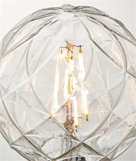 E27 125mm Faceted Glass Globe Lamp 4W LED Filament