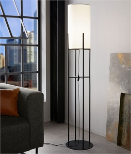 Modern Freestanding Floor Lamp - Black Frame & White Shade