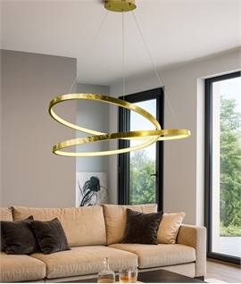 Large Curling Circle Design 40w Brass LED Pendant