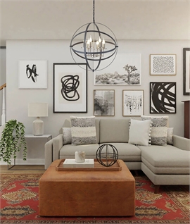 Anthracite Cage Pendant with 6 Light Satin Nickel Chandelier