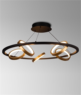 Suspended 700mm Diameter Round Pendant with 5 Adjustable Gold Rings Suspended 700mm Diameter Round Pendant with 5 Adjustable Gold Rings