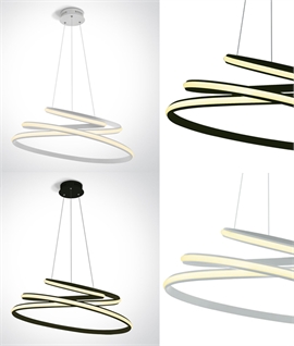 Swirling Design LED Pendant - White or Black